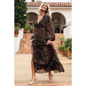 Baltic Born Bowman Deep V Maxi Dress | Black Multi Size MM